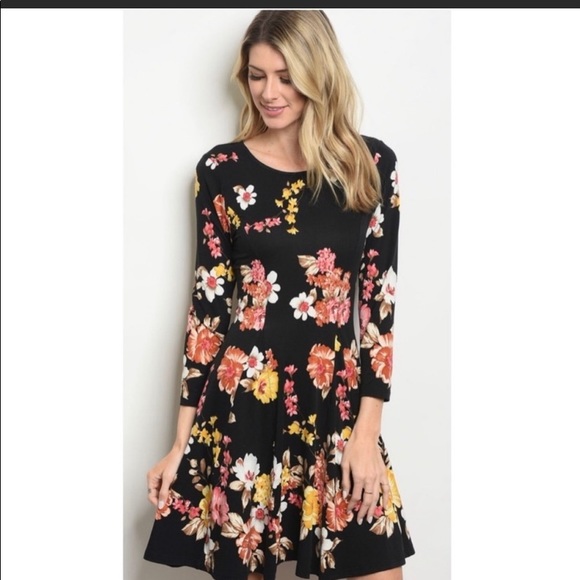 Black Floral Dress Med NWT - Picture 1 of 3